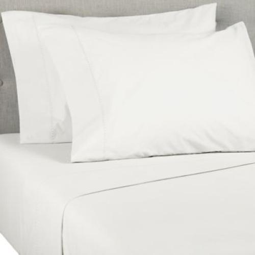 Wild Sage Brushed Cotton Percale 300-Thread-Count Full Sheet Set in Coconut Milk
