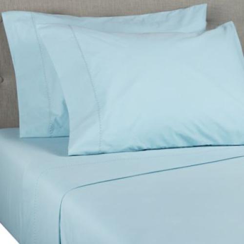 Wild Sage Brushed Cotton Percale 300-Thread-Count Queen Sheet Set in Strato Blue