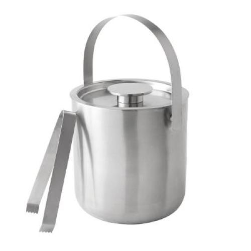 Our Table Preston Stainless Steel Ice Bucket with Tongs in Matte Silver