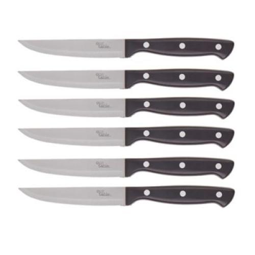 Black and Silver 6Pc Our Table 6-Piece Triple Rivet Steak Knife Set
