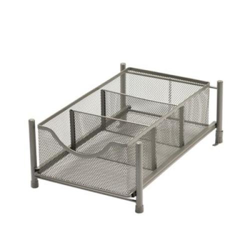 Squared Away Small Metal Mesh Cabinet Drawer in Nickel