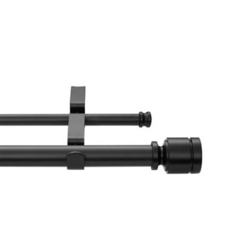 Simply Essential Deco 72 to 144-Inch Adjustable Double Curtain Rod Set in Black - set of 2