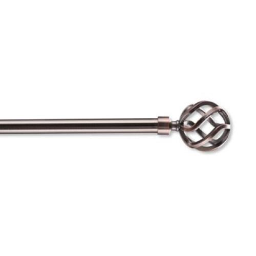 Simply Essential Birdcage 72 to 120-Inch Adjustable Single Curtain Rod Set in Bronze