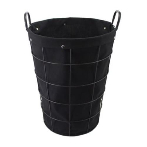 Squared Away Iron Wire Laundry Hamper in Black with Liner