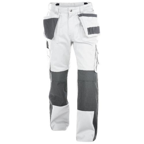Dassy® - Size 34 Seattle Zweifarbige Arbeitshose Mit Holstertaschen Und Kniepolstertaschen, Größe 50, WEIß/ZEMENTGRAU, Schrittlänge MINUS