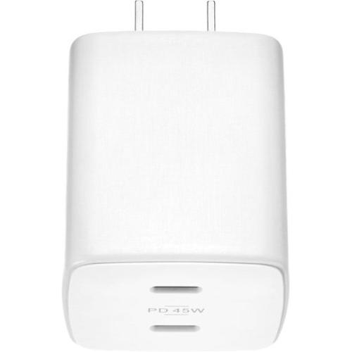 Insignia  - 45W Dual USB-C Port Wall Charger for Samsung Smartphones, iPhone, Tablets, Chromebook and More - White