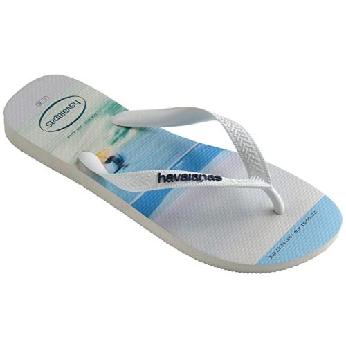 NWT Havaianas Authentic Men S White Blue Beach Thong Flip Flops Sandals ( Size : 11/12 M)