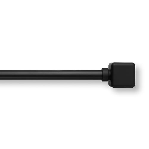 Simply Essential Solid Square 36 to 72-Inch Single Curtain Rod Set in Matte Black
