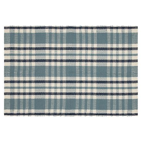 Bee & Willow 24 X 36 Plaid Door Mat in Skyway Blue
