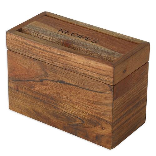 Acacia Wood Recipe Box