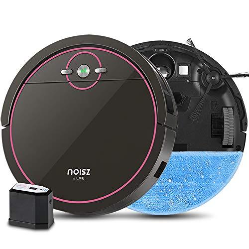 Black and Red NOISZ ILIFE S5 Pro Robot Vacuum and Mop 2 in 1, ElectroWall, Automatic Self-Charging, Water Tank, Tangle-Free, Quiet, Ideal for Pet Care, Hard Floor a