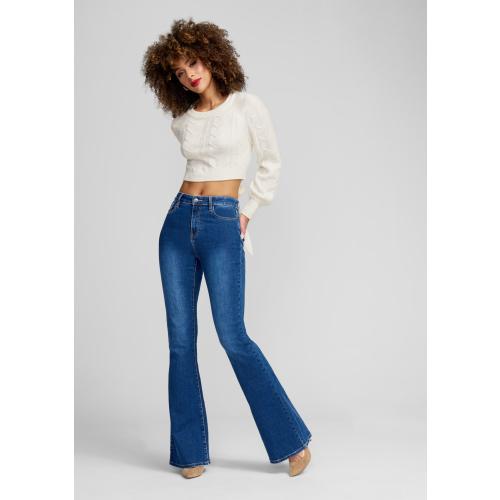 Alloy Apparel Tall Jayde Flare Jeans for Women in Dark Blue Size 14 Length 37