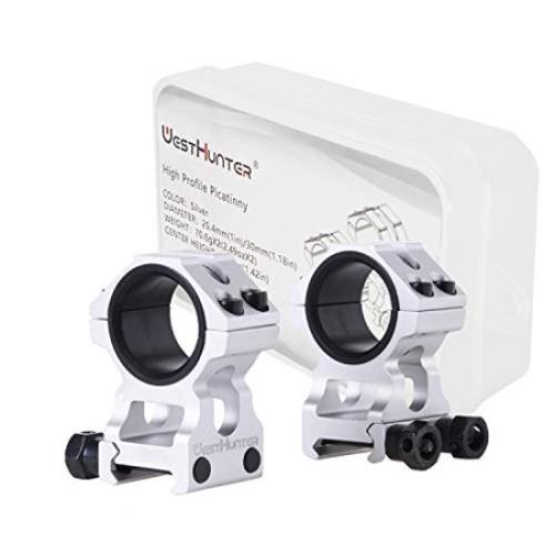 WestHunter Optics High Profile Picatinny Scope Rings  1 Inch 30 Mm Tube Scope Mount for Tactical Precision Shooting  Silver