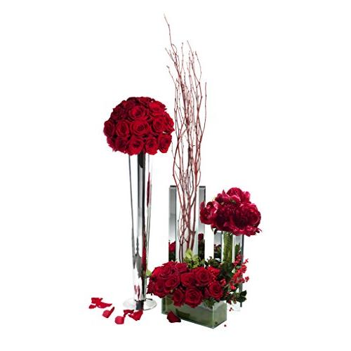 Royal Imports Flower Glass Vase Decorative Centerpiece for Home or Wedding - Oblong Rectangle Shape  12 Long  4 Hx4 W Opening  Clear