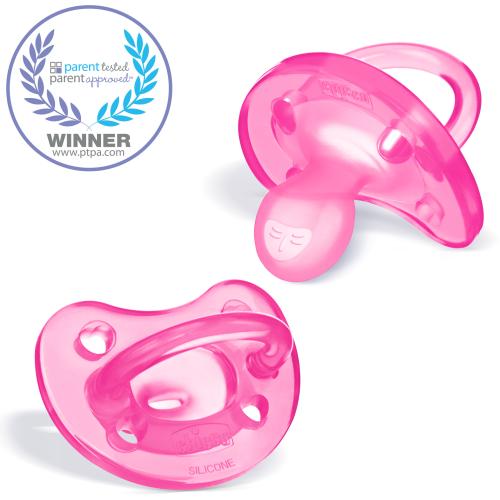 Chicco PhysioForma Orthodontic One-Piece Silicone Pacifier 2-Pack 0-6m - Pink