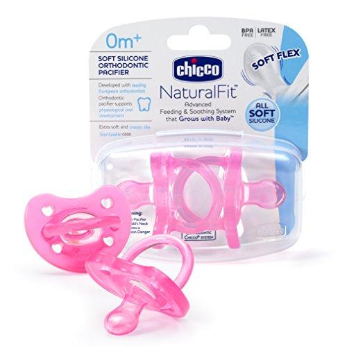 Chicco PhysioForma Orthodontic One-Piece Silicone Pacifier 2-Pack 0-6m - Pink
