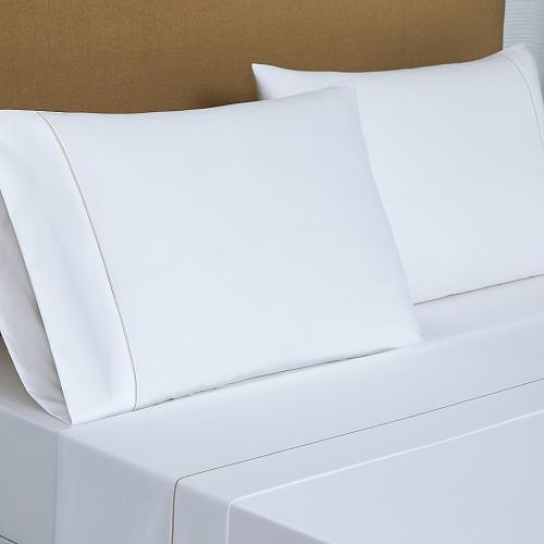Everhome PimaCott Sateen Embroidered 800-Thread-Count King Sheet Set in White/Peyote