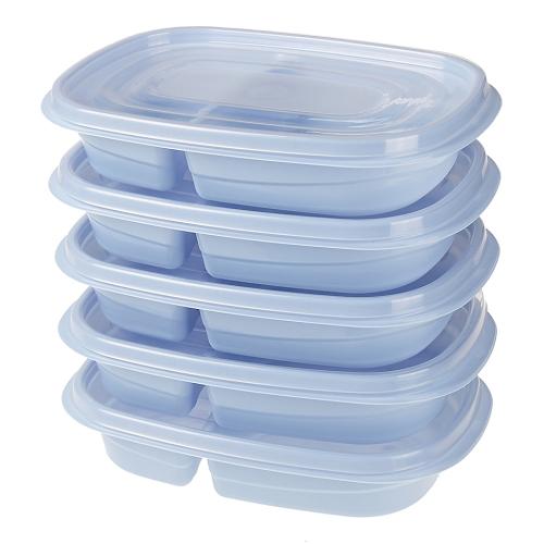 Simply Essential 10-Piece 2-Section Divided Food Storage Container Set in Zen Blue