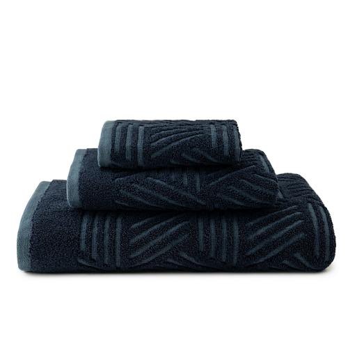 Studio 3B Geometric Jacquard Bath Towel in Mood Indigo (Set of 3)