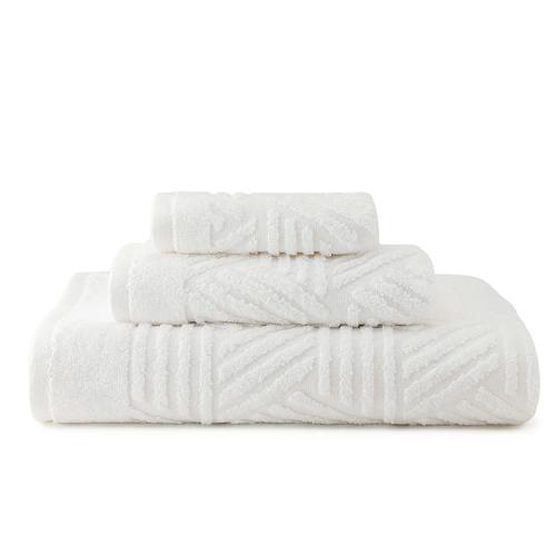 Studio 3B Geometric Jacquard Bath Towel in Bright White (Set of 3)