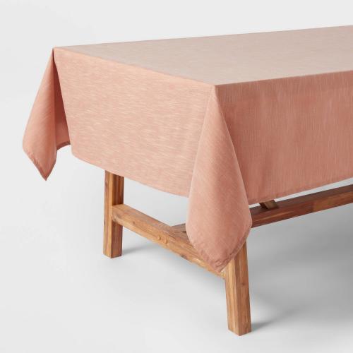 104 X 60 Cotton Chambray Tablecloth Pink - Threshold™