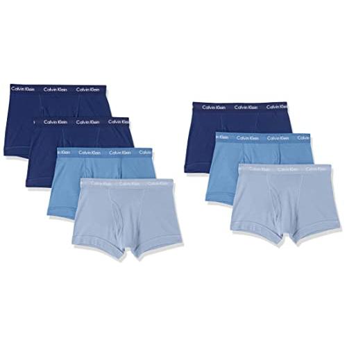 Calvin Klein Men's Cotton Classics 7-Pack Trunk - Blue - L