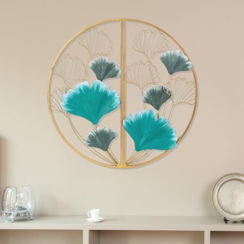 Adeco Metal Ginkgo Leaves Wall Decor Set of 2 Half Moon Wall Sculpture