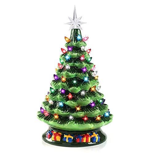 Joiedomi 15  Tabletop Prelit Ceramic Christmas Tree with 70 Multicolor Lights Hand-Painted Ceramic Tabletop Christmas Tree for Christmas Holiday Indoo