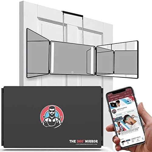 The 360 Touch LED Mirror with Battery and Ajustable Hooks - Self Cut Mirror to Cut Your Hair at Home