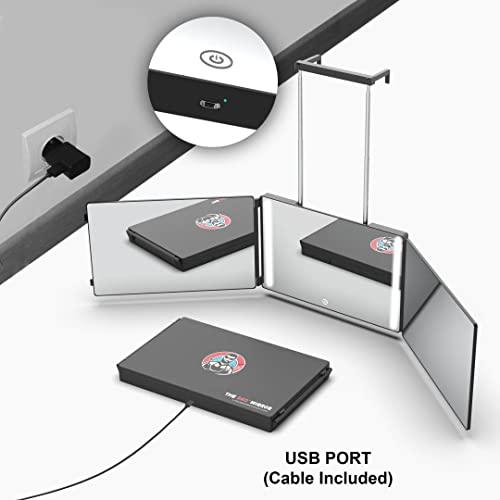 The 360 Touch LED Mirror with Battery and Ajustable Hooks - Self Cut Mirror to Cut Your Hair at Home