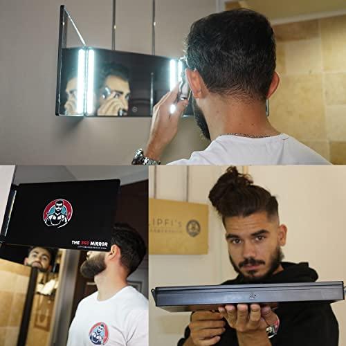 The 360 Touch LED Mirror with Battery and Ajustable Hooks - Self Cut Mirror to Cut Your Hair at Home