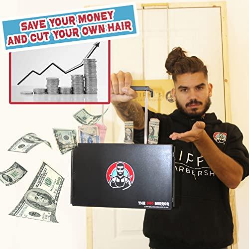 The 360 Touch LED Mirror with Battery and Ajustable Hooks - Self Cut Mirror to Cut Your Hair at Home