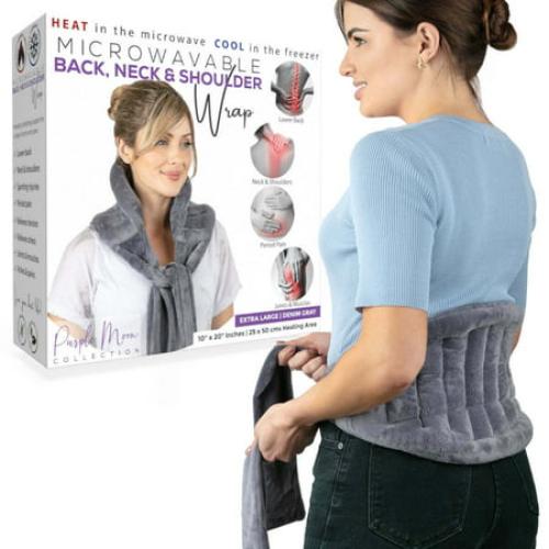 XL Microwave Heating Pad for Back Pain Relief with 71  Ties/Straps to Secure Anywhere - Moist Heating Pad Microwavable Heat Wrap for Neck & Shoulders