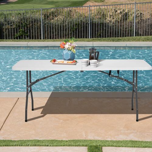 Folding Table, Half Portable Folding Picnic Table for Camping Parties & Events