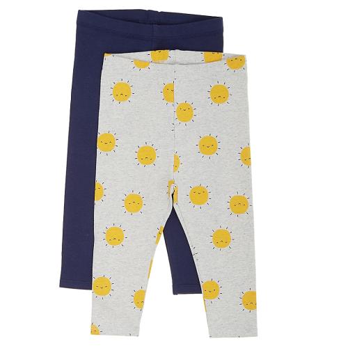 Mighty Goods Newborn 2-Pack Leggings in Light Grey Heather Suns/Navy Peacoat