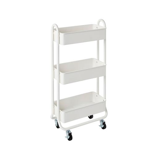 Squared Away 3-Tier Narrow Utility Storage Cart in Bright White