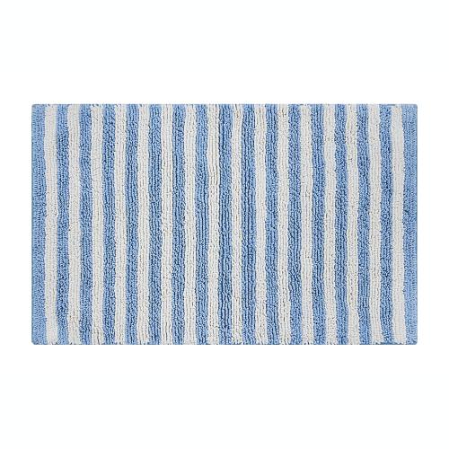 Simply Essential 20 X 32 Cotton Stripe Bath Rug in White/Blue