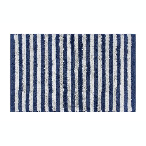 Simply Essential 20 X 32 Cotton Stripe Bath Rug in White/Navy