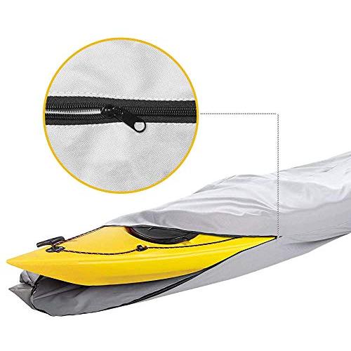 I COVER 10ft Kayak Cover- Water Proof 600D Heavy Duty Kayak/Canoe Cover Fits Kayak or Canoe up to 10ft Long and Beam Width up to 27in, Grey