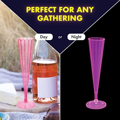 Size 5 oz Set of 20 Color Pink  20Count Hard Plastic Twopiece 5 Oz Champagne Flutes, Neon Pink