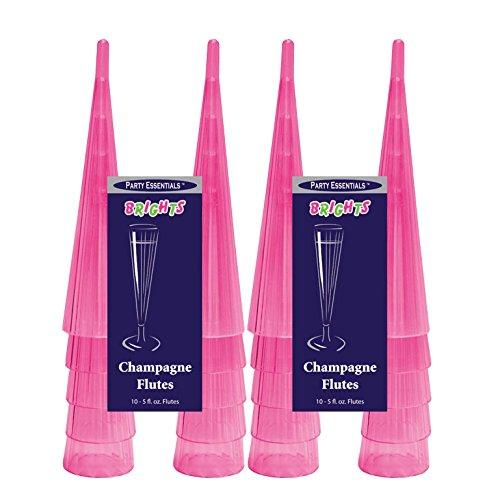 Size 5 oz Set of 20 Color Pink  20Count Hard Plastic Twopiece 5 Oz Champagne Flutes, Neon Pink
