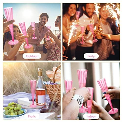 Size 5 oz Set of 20 Color Pink  20Count Hard Plastic Twopiece 5 Oz Champagne Flutes, Neon Pink