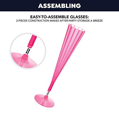 Size 5 oz Set of 20 Color Pink  20Count Hard Plastic Twopiece 5 Oz Champagne Flutes, Neon Pink