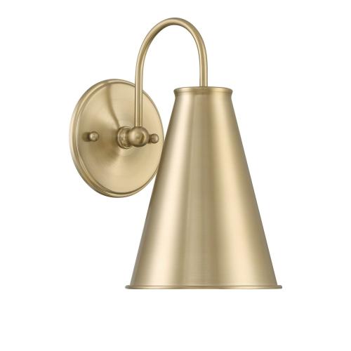 Lumanity Lincoln Tapered Metal 7 Dome Antique Brass Wall Sconce Light - 9.5'' D X 7'' W X 12.5'' H