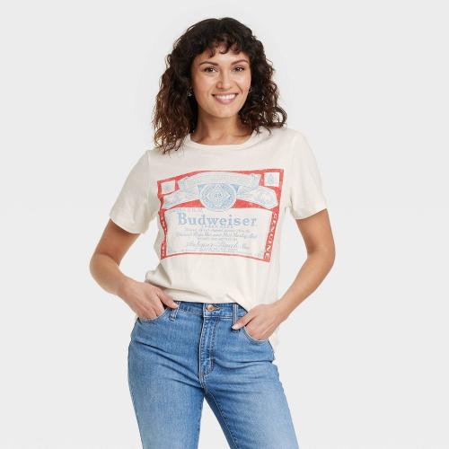 Size S Women's Budweiser Short Sleeve Graphic T-Shirt - White
