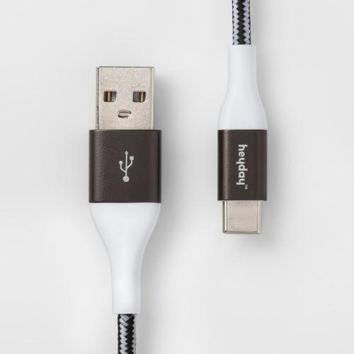 10' USB-C to USB-a Braided Cable - Heyday™ Black/White/Gunmetal