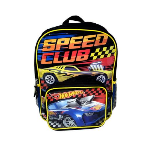 Hot Wheels Backpack 16  & Insulated Lunch Bag Detachable 2-Pcs Race Cars Yellow