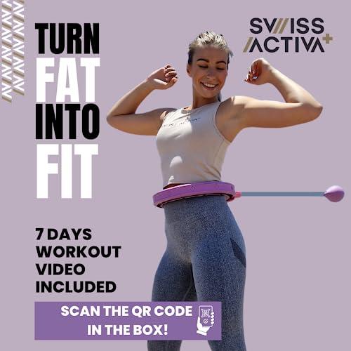 Size 22-44 Swiss Activa  S4.S Silent Weight Loss Hula Hoop with Counter -Waist Size 22-44in - Infinity Hoop- Smart Weighted Hula Hoop- Smart Hula Hoop- Weighted