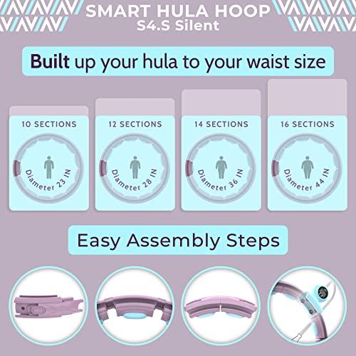 Size 22-44 Swiss Activa  S4.S Silent Weight Loss Hula Hoop with Counter -Waist Size 22-44in - Infinity Hoop- Smart Weighted Hula Hoop- Smart Hula Hoop- Weighted