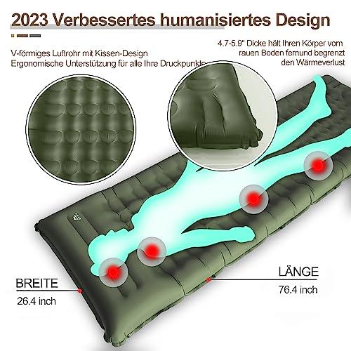 Sleeping Pad for Camping with Built-in Foot Pump, Extra Thick 4.7 Inch Inflatable Sleeping Pat and Pillow for Backpacking, Hiking, and Traveling